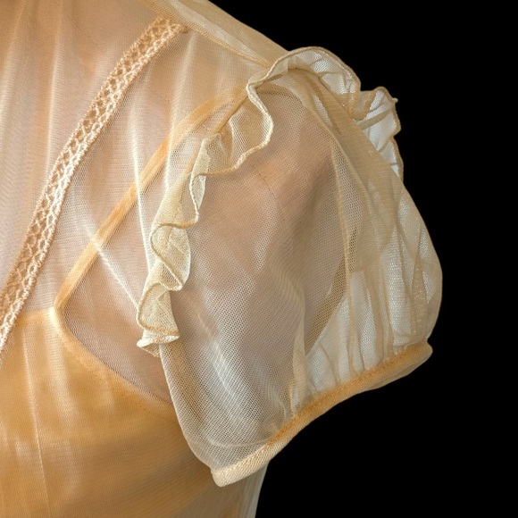 Badgley Mischka Cream Sheer Ruffle Top - Picture 4 of 9